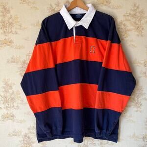 Vintage 90s Pro Player University of Illinois Striped Rugby Shirt | Size 2XL